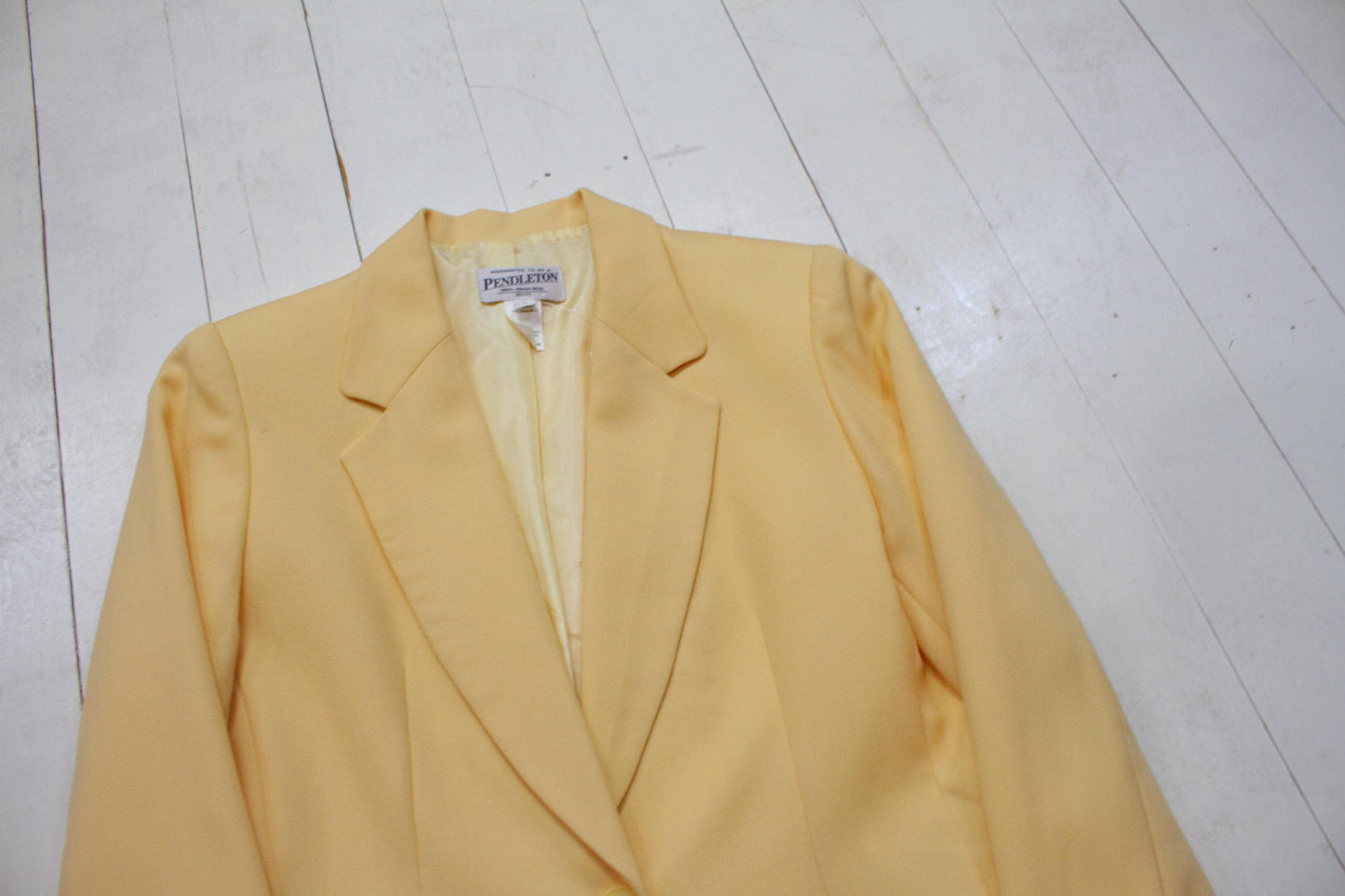 2000s Y2K Pendleton Virgin Wool Butter Yellow Womens Blazer Jacket Womens Size S