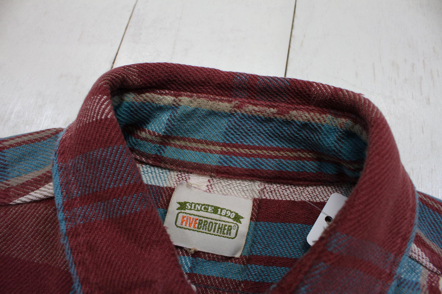 2000s Five Brother Plum Plaid Flannel Shirt Work Shirt Size L