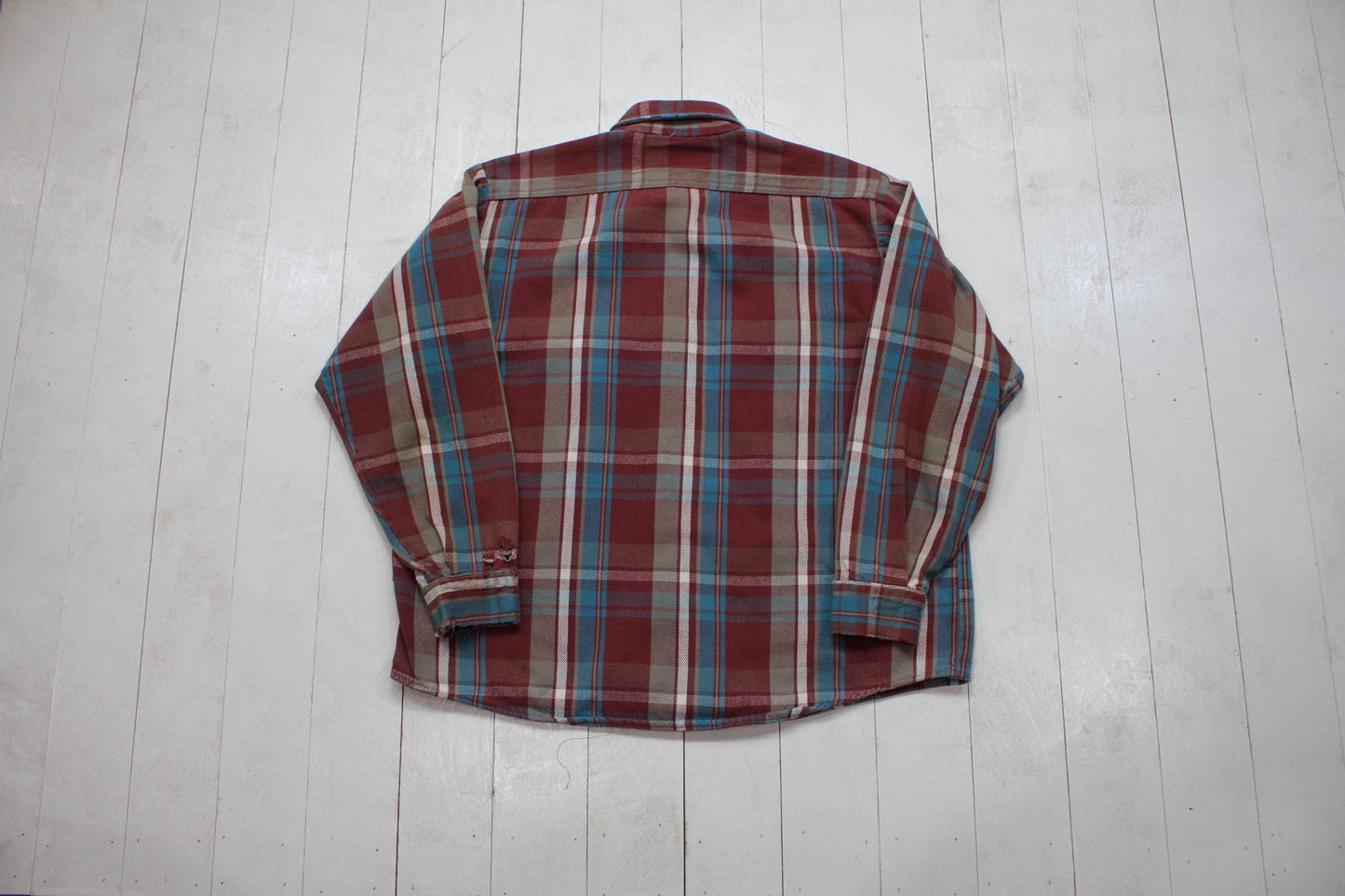 2000s Five Brother Plum Plaid Flannel Shirt Work Shirt Size L