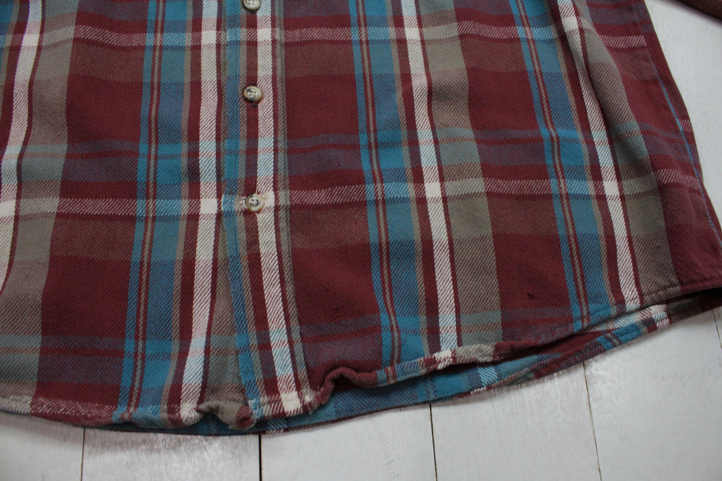 2000s Five Brother Plum Plaid Flannel Shirt Work Shirt Size L