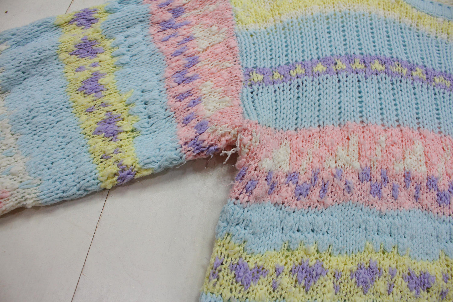 1980s/1990s Western Connection Easter Pastel Striped Acrylic Knit Sweater Size S