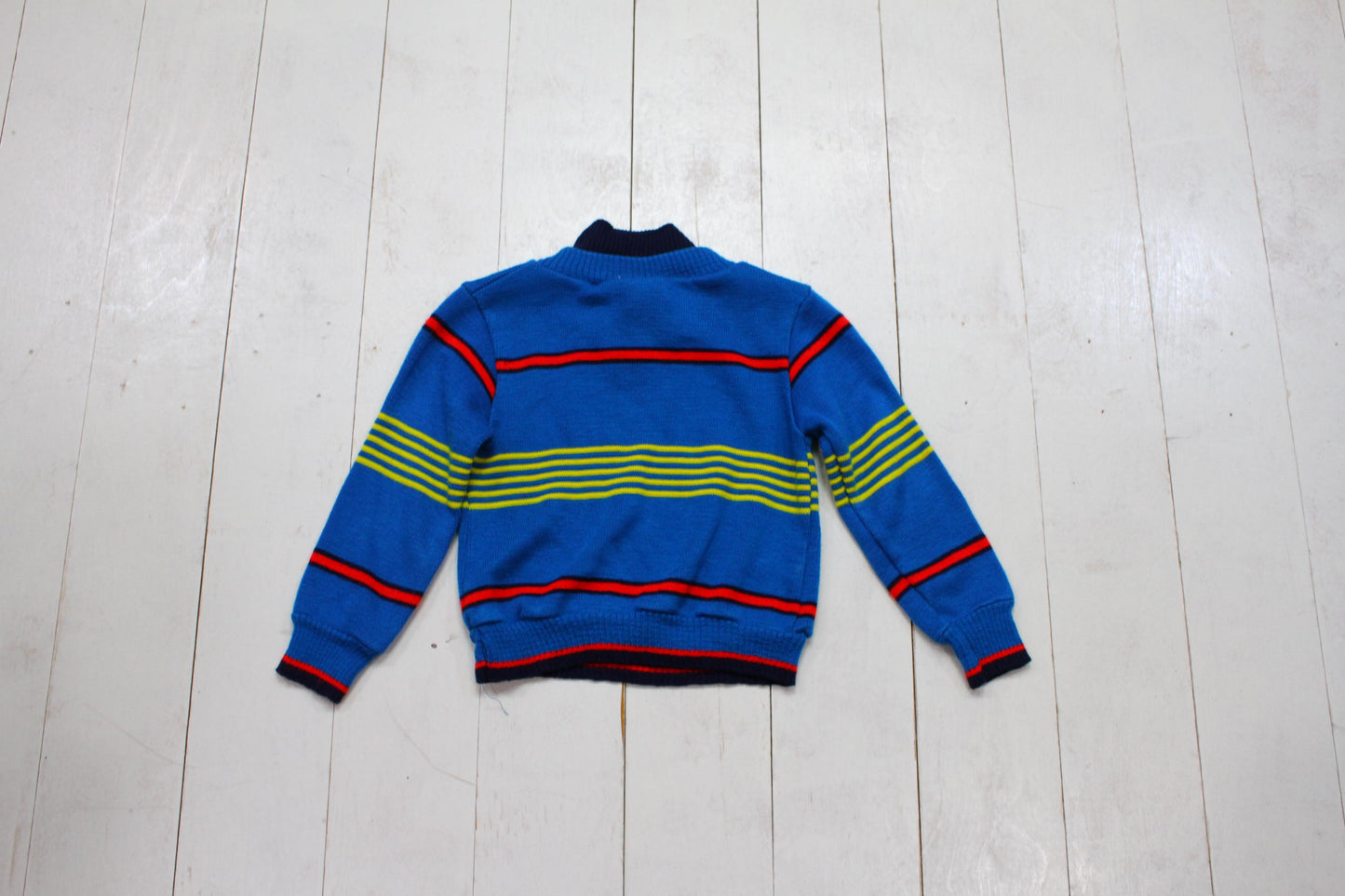 1980s Bull Frog Mock Turtleneck Acylic Knit Sweater Made in USA Size 2/3T