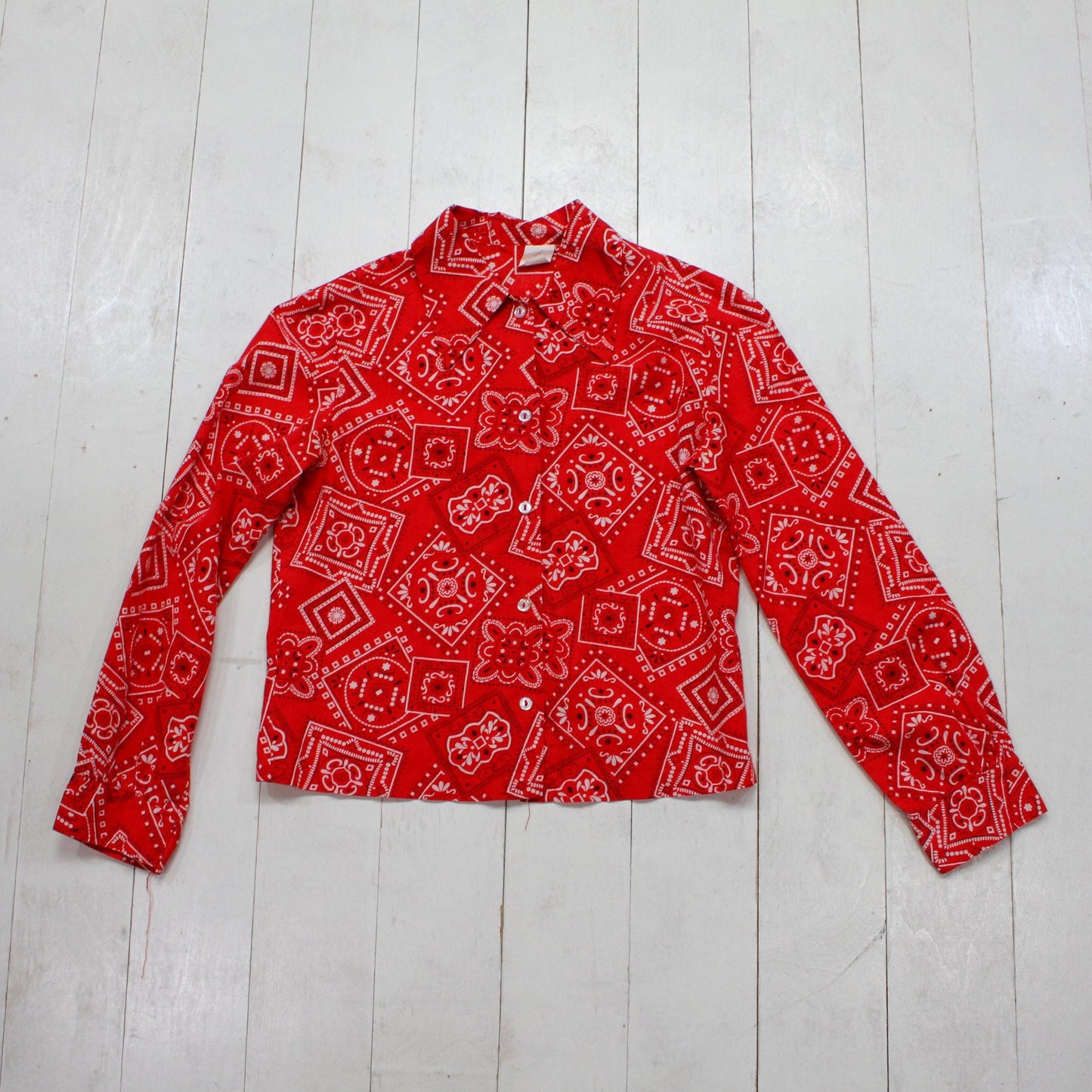 1970s/1980s Western Cowboy Bandana Button Up Shirt Kids Size L