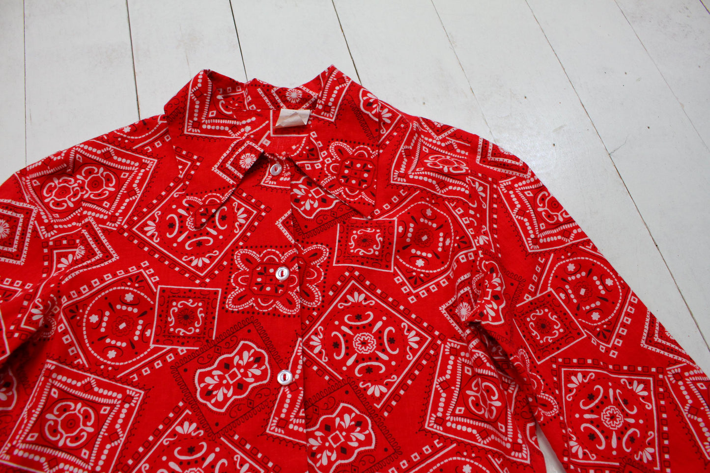 1970s/1980s Western Cowboy Bandana Button Up Shirt Kids Size L