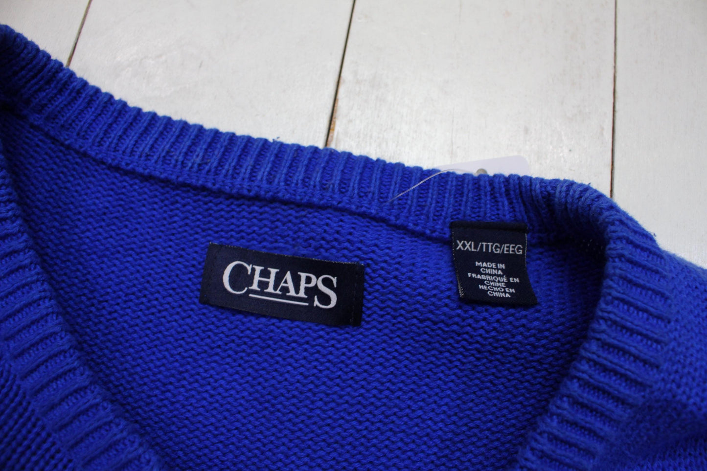 2000s/2010s Chaps Ralph Lauren Blue Black Striped Cotton Knit Sweater Size XXL