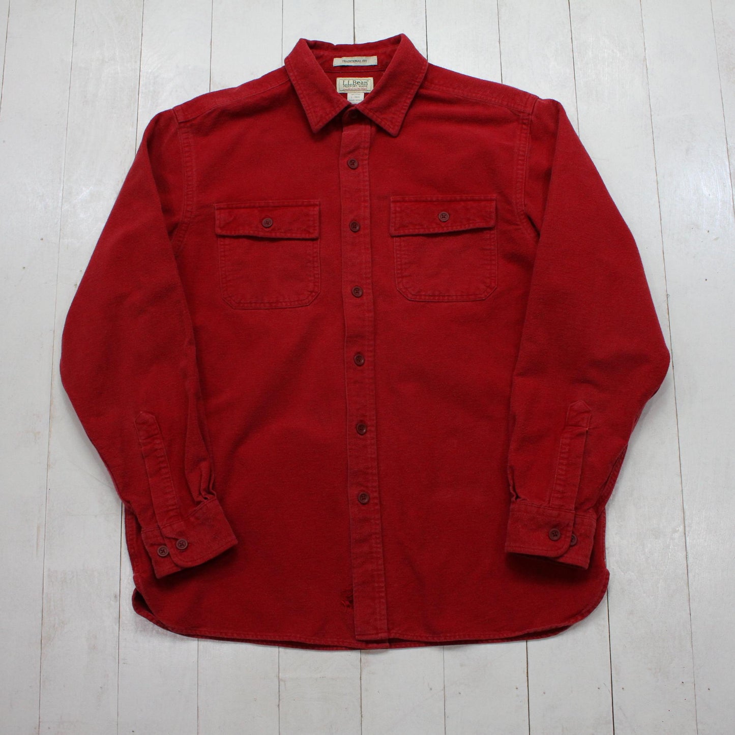 2010s LL Bean Red Chamois Buttup Up Shirt Size L