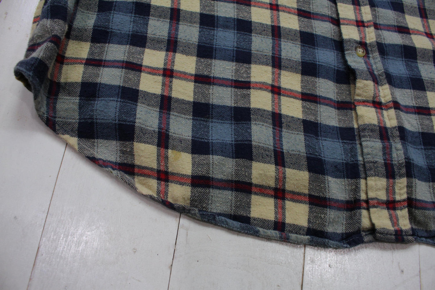 2000s Y2K Basic Editions Blue Plaid Lightweight Button Up Flannel Shirt Size XL