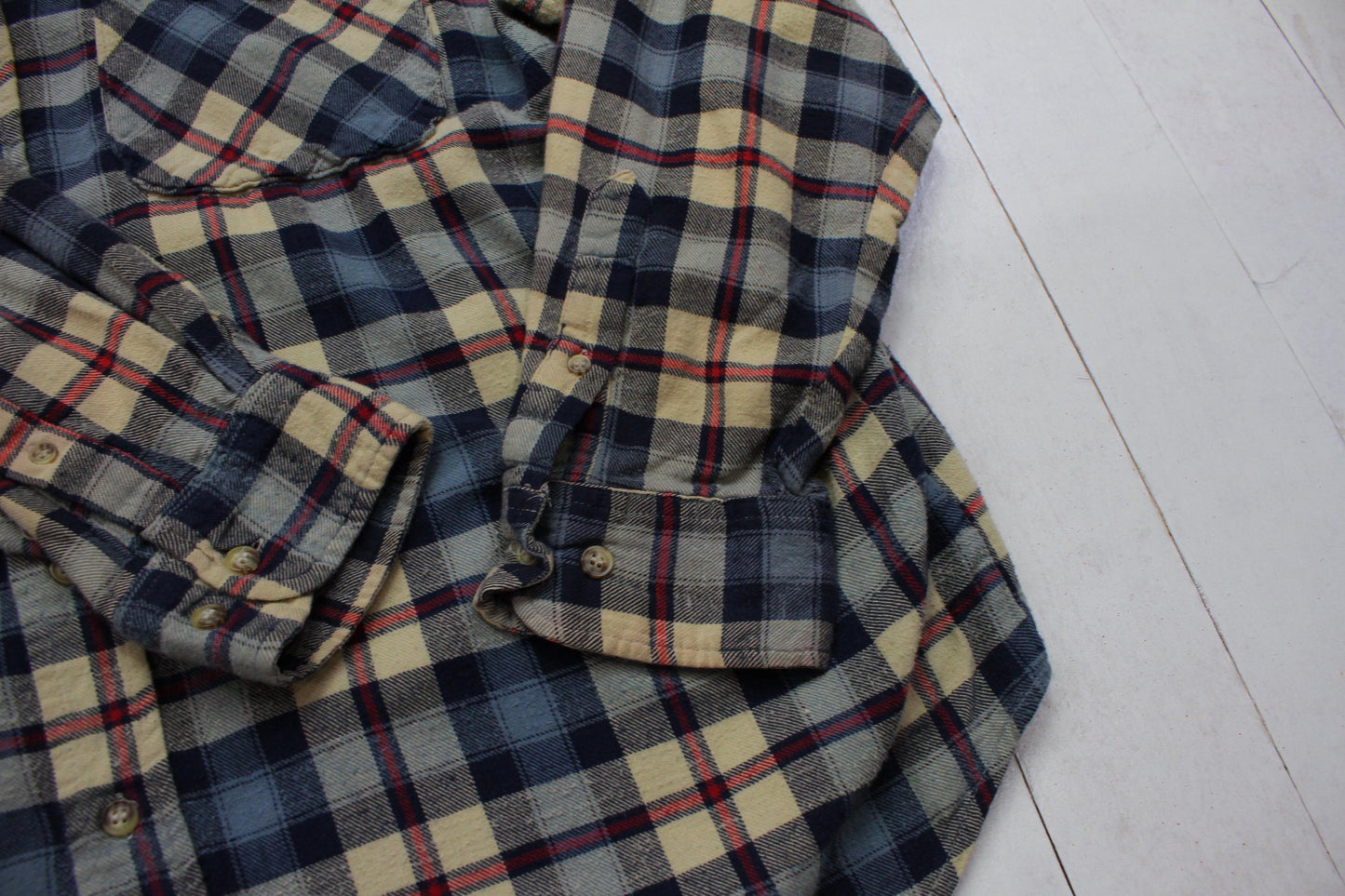 2000s Y2K Basic Editions Blue Plaid Lightweight Button Up Flannel Shirt Size XL