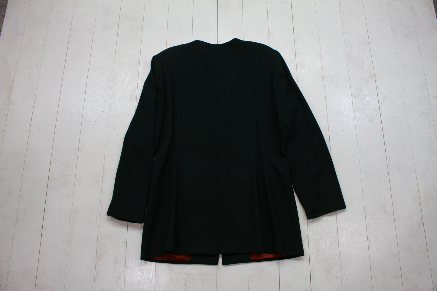 1980s JG Hook Suits Dark Green Collarless Wool Coat Made in USA Women's Size XL