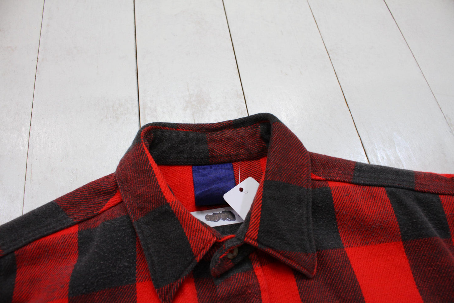 1990s/2000s Y2K Red Black Buffalo Plaid Flannel Button Up Shirt Size M