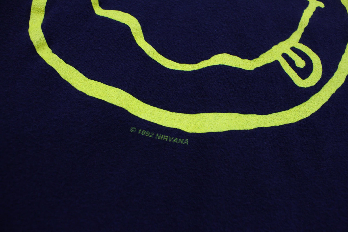 1990s/2000s Y2K M&O Knits Heavyweight Nirvana X-Eye Smiley Face Grunge Band T-Shirt Size L