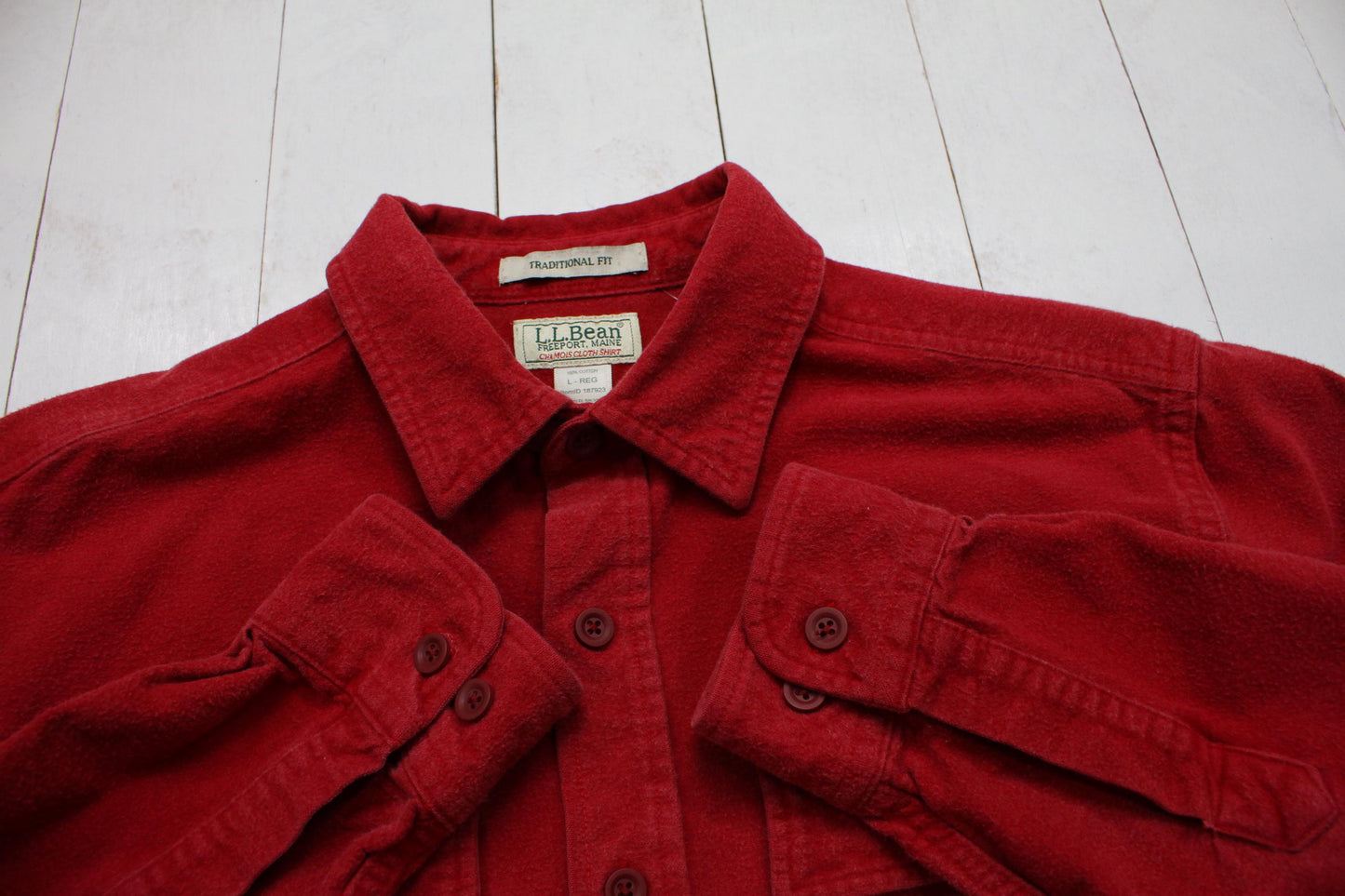 2010s LL Bean Red Chamois Buttup Up Shirt Size L