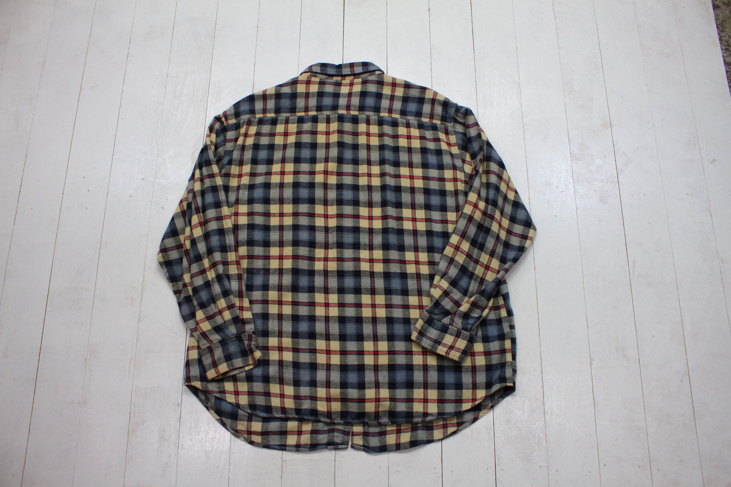 2000s Y2K Basic Editions Blue Plaid Lightweight Button Up Flannel Shirt Size XL