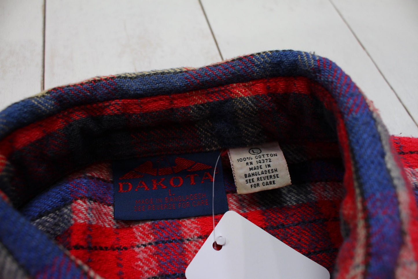 2000s Y2K Dakota Red Blue Plaid Button Up Flannel Shirt Size L