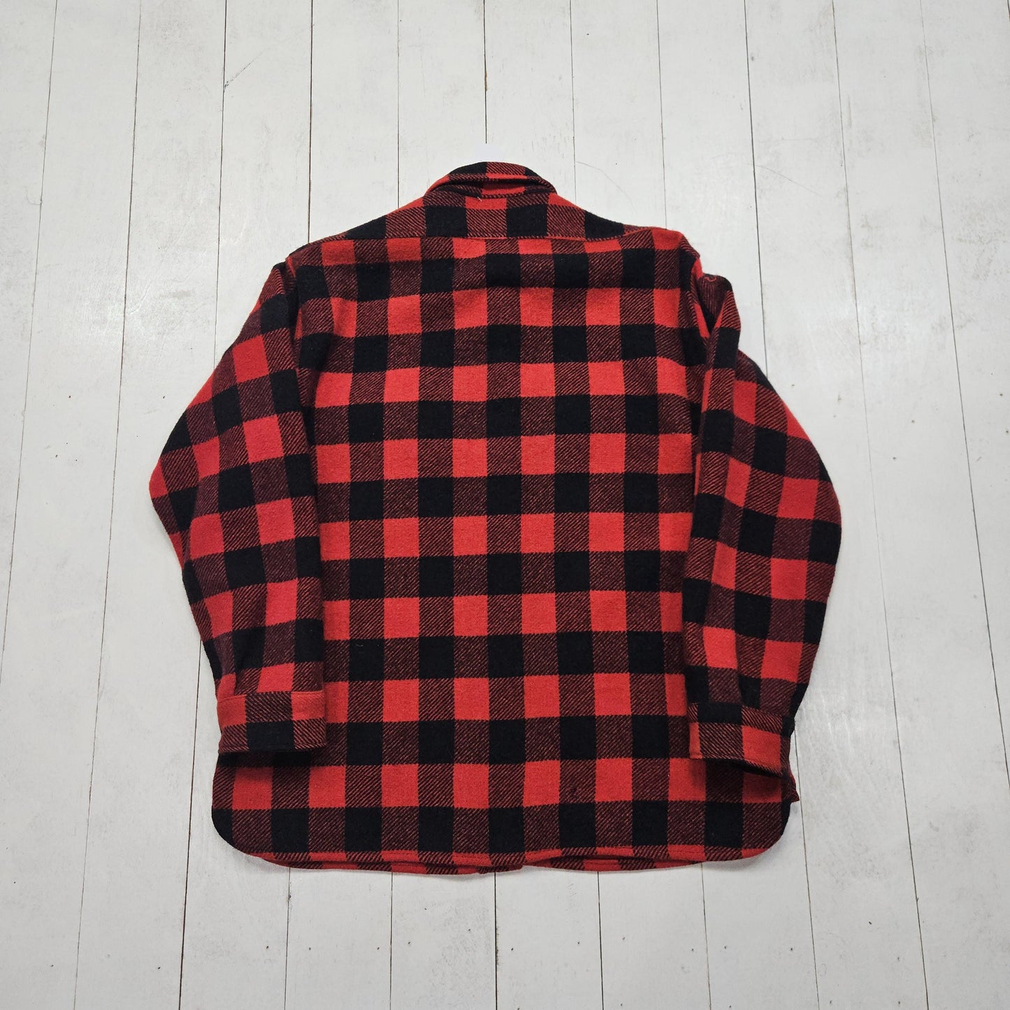 1960s/1970s King Kole Red Buffalo Plaid Wool Blend Shirt Size M/L