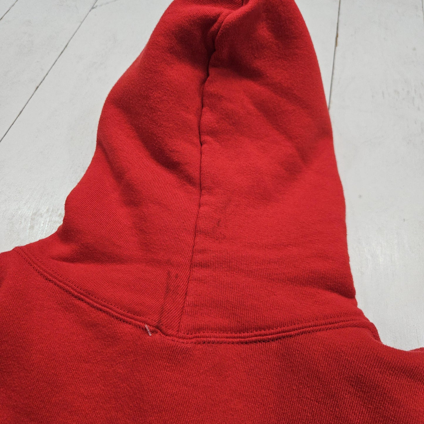 1980s Rusell Athletic Red Delta Sigma Theta DST Sorority Greek Life Stitched Lettering Hoodie Sweatshirt Made in USA Size S/M