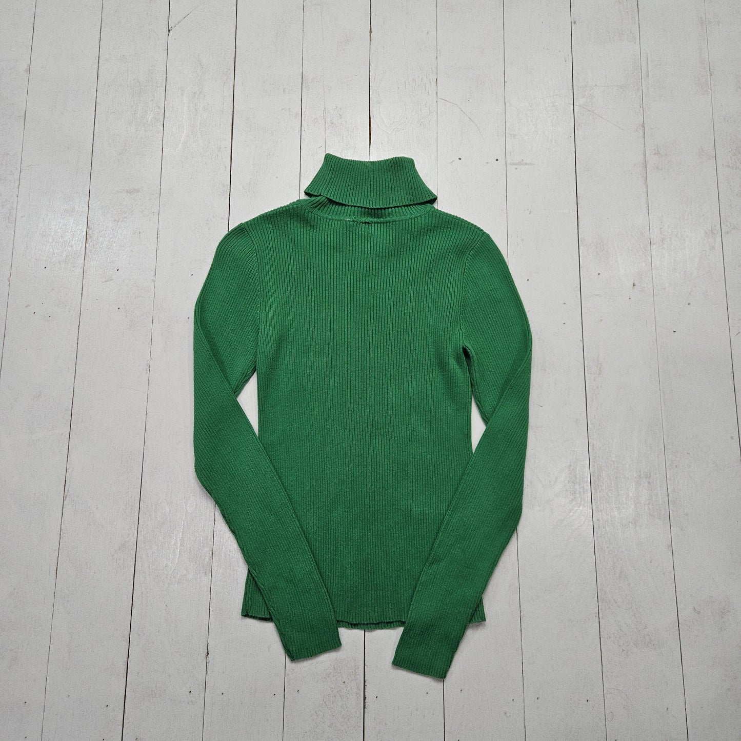 1990s/2000s Y2K Unbranded Green Turtleneck Sweatshirt Women's Size XS