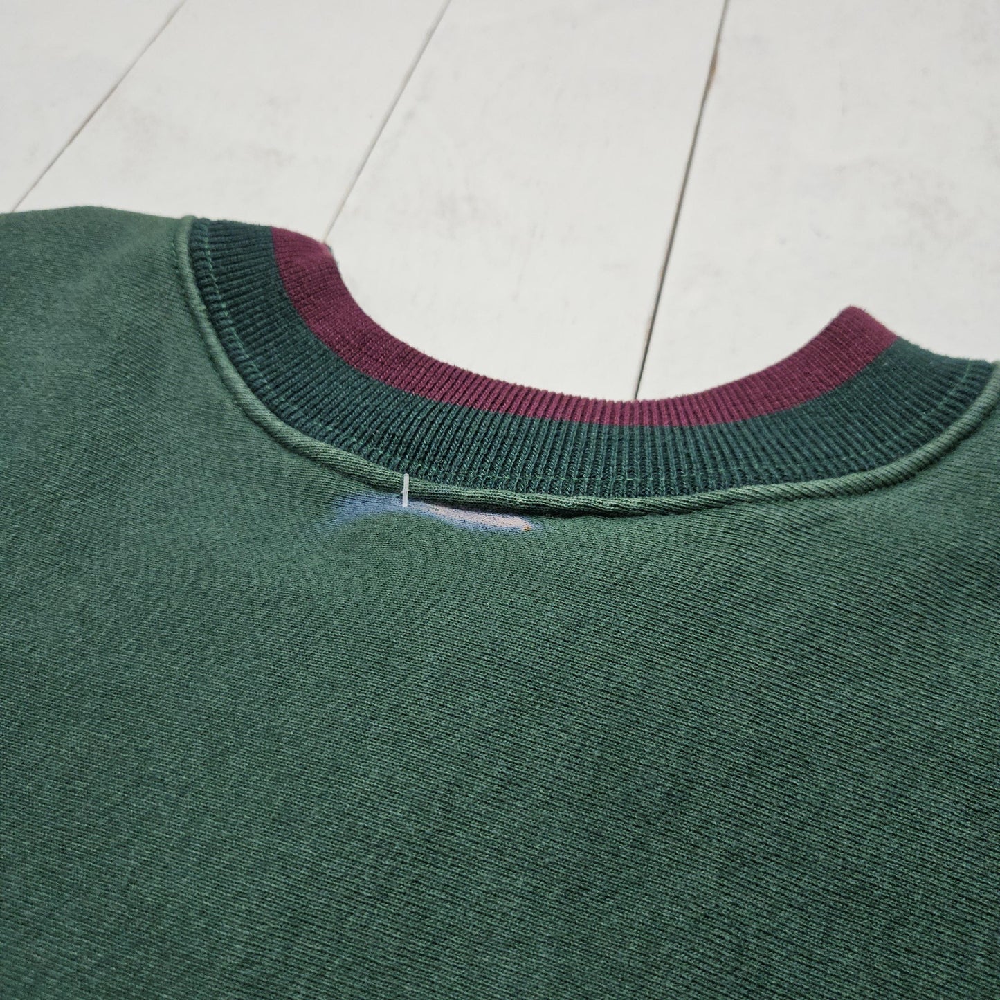 1990s Mt Spokane Knitting Mills Green Simpson College University Reverse Weave Style Sweatshirt Made in USA Size L
