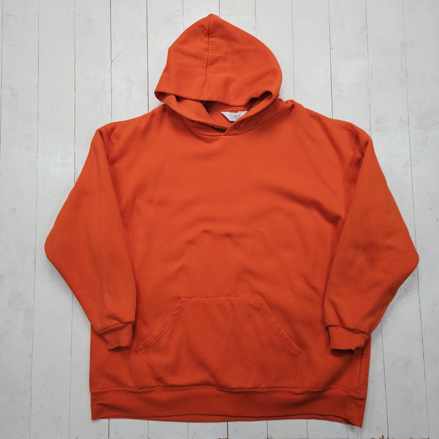 1990s/2000s Y2K Lion Apparel Double Face Orange Workwear Hoodie Size XXL/3XL+