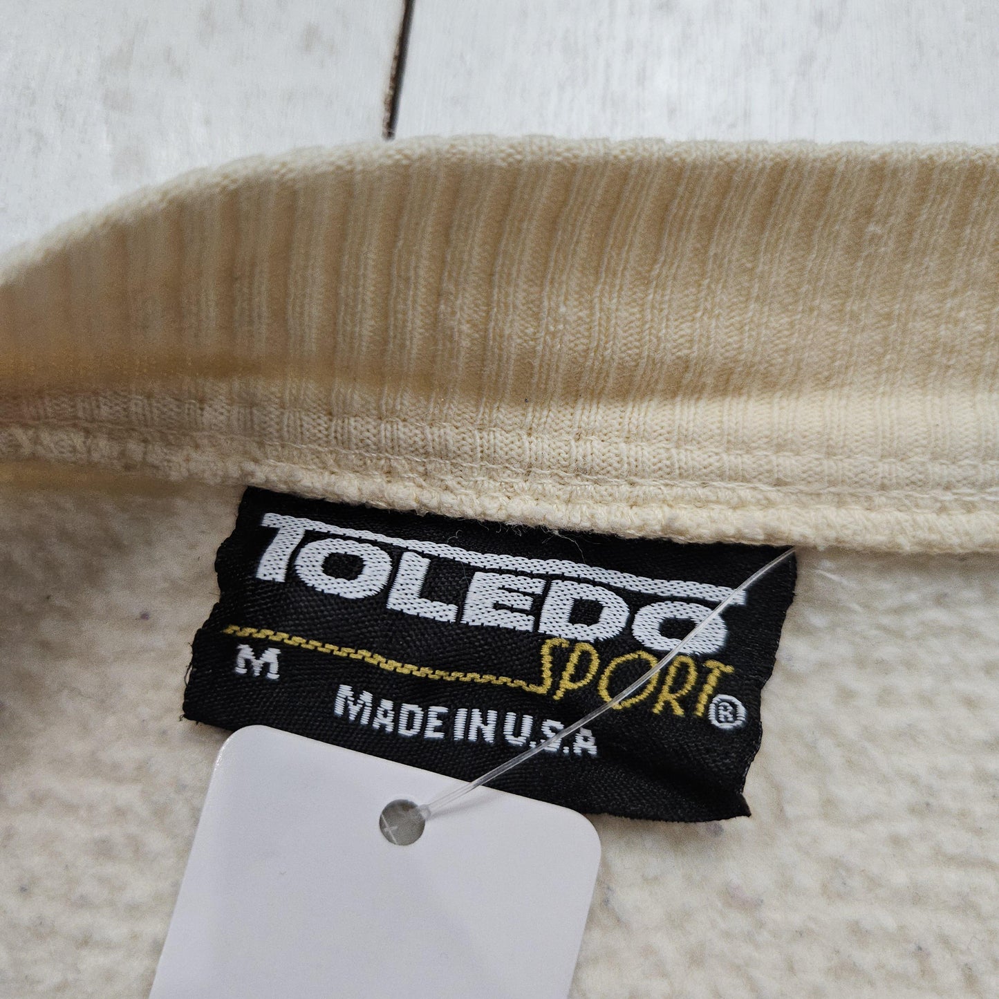 1990s Toledo Sport Yellow Virginia Beach Waffle Texture Sweatshirt Made in USA Size M/L