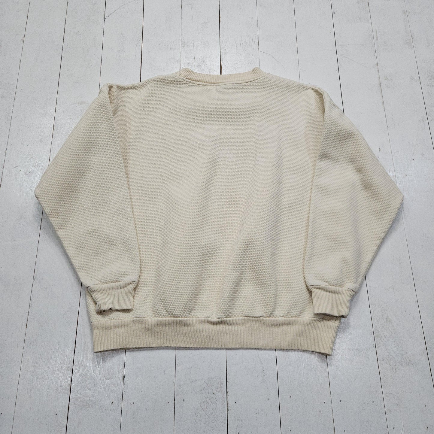 1990s Toledo Sport Yellow Virginia Beach Waffle Texture Sweatshirt Made in USA Size M/L