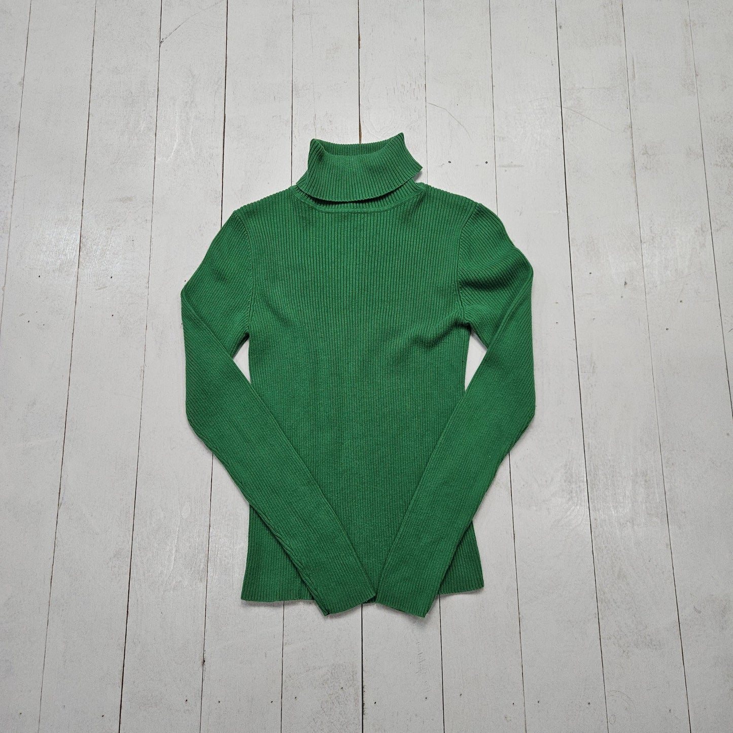 1990s/2000s Y2K Unbranded Green Turtleneck Sweatshirt Women's Size XS