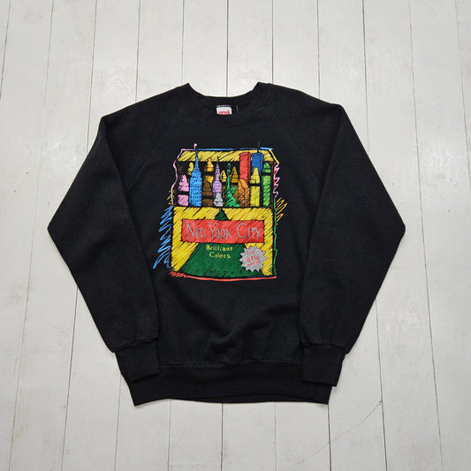 1980s 1989 Winterland Productions New York City Brilliant Colors Souvenir Sweatshirt Made in USA Size S/M - People's Champ Vintage -Sweatshirts/Hoodies