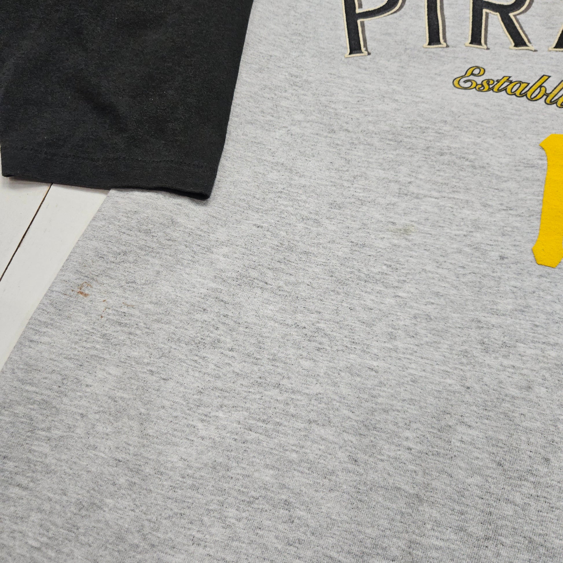 1990s 1994 Team Rate Long Gone MLB Cooperstown Collection Pittsburgh Pirates 1960 Championship 3/4 Sleeve T-Shirt Made in USA Size L - People's Champ Vintage -T-Shirts - Sports