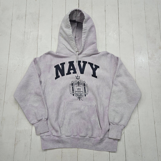 1990s MV Sport Pro Weave Overdyed US Navy Naval Academy Hoodie Sweatshirt Made in USA Size L - People's Champ Vintage -Sweatshirts/Hoodies