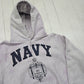 1990s MV Sport Pro Weave Overdyed US Navy Naval Academy Hoodie Sweatshirt Made in USA Size L