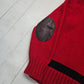 1990s Polo Ralph Lauren Red/Black Two Tone Hand Knit Wool Shawl Collar Pullover Sweater Size L