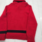1990s Polo Ralph Lauren Red/Black Two Tone Hand Knit Wool Shawl Collar Pullover Sweater Size L