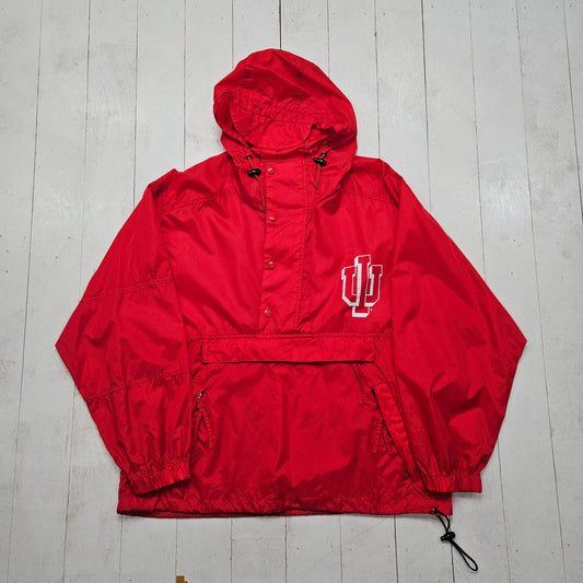 1990s Red Indiana Hoosiers NCAA Pullover Windbreaker Shell Jacket Size M/L - People's Champ Vintage -Jackets-Sportswear Jackets