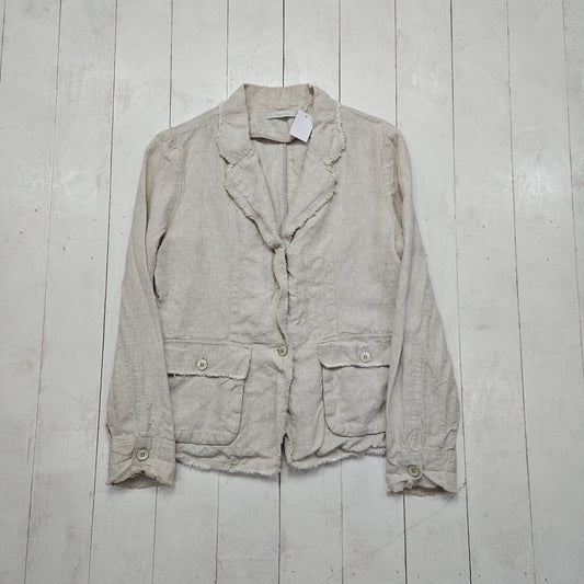 2010s Part Two Beige Linen Blazer Jacket Women's Size L - People's Champ Vintage -Womenswear