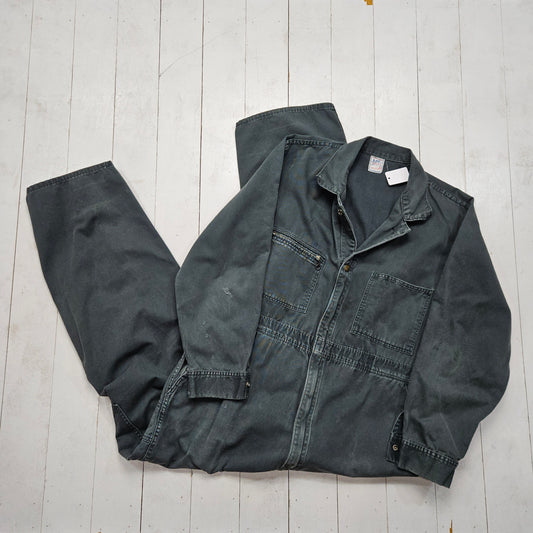 1950s Lee Union-Alls Green Twill Coveralls Sanforized Made in USA Size XL - People's Champ Vintage -Bottoms - Overalls/Coveralls