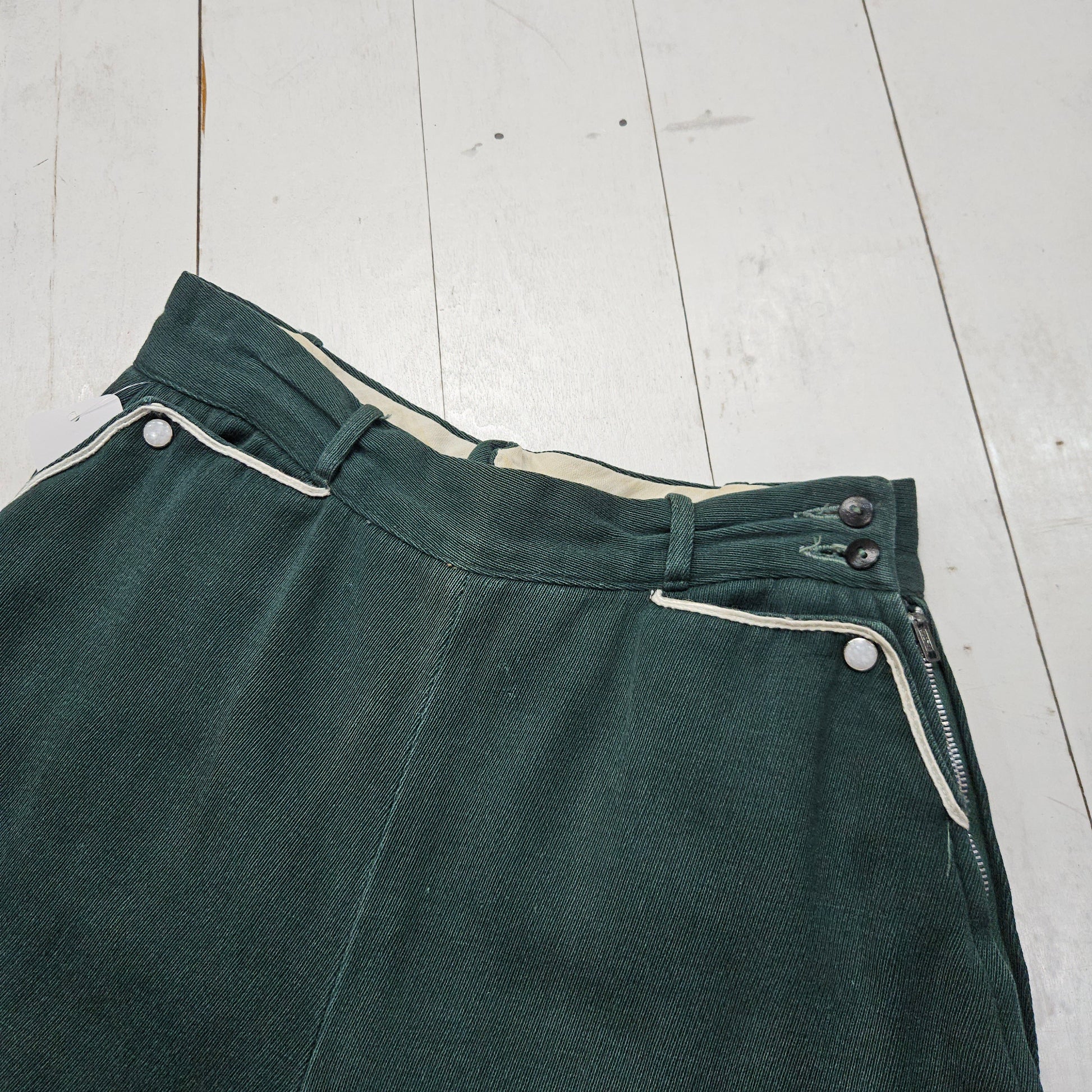 1950s H Bar C Ranchwear Green Side Zip Westernwear Pants Size 25x27 - People's Champ Vintage -Bottoms