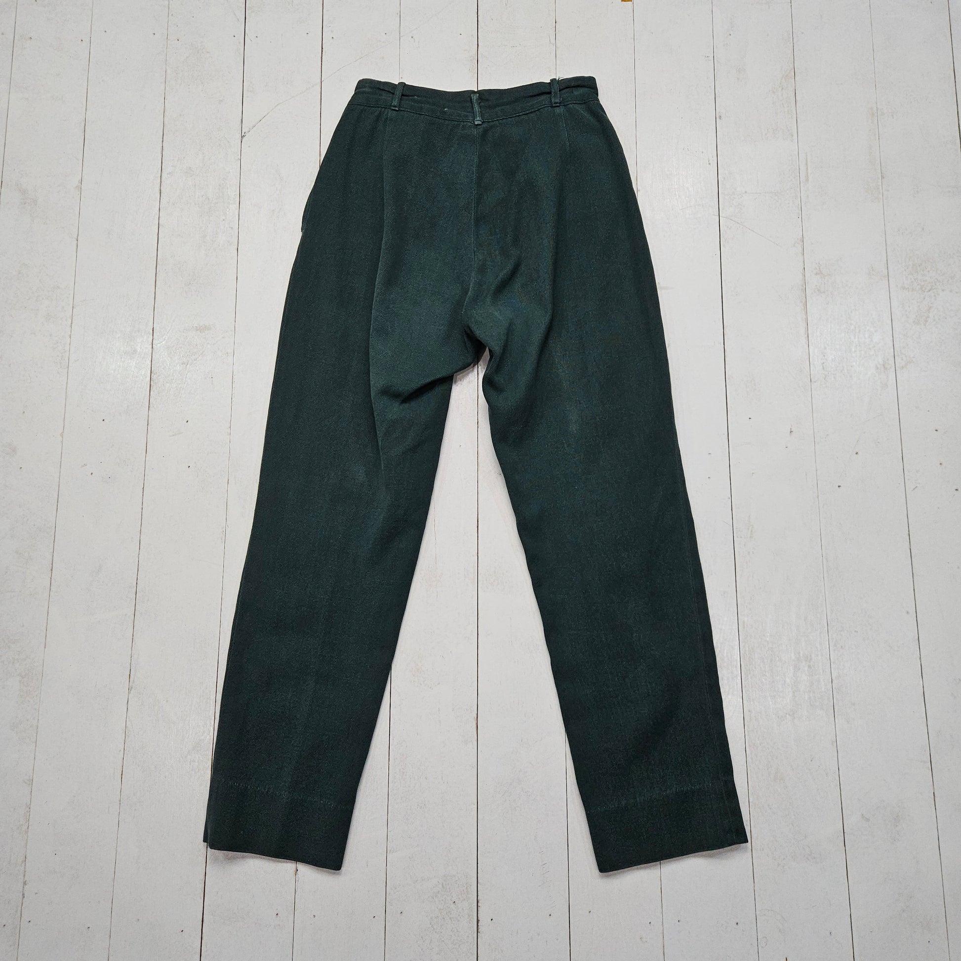 1950s H Bar C Ranchwear Green Side Zip Westernwear Pants Size 25x27 - People's Champ Vintage -Bottoms