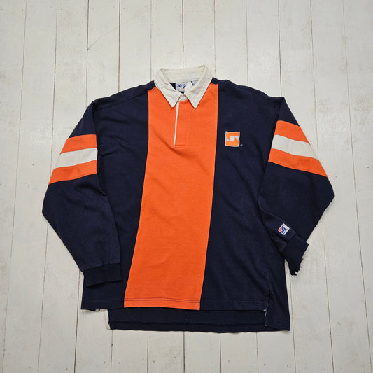 1990s The Game Syracuse University Colour Block Rugby Shirt Size L - People's Champ Vintage -Shirts - Longsleeve