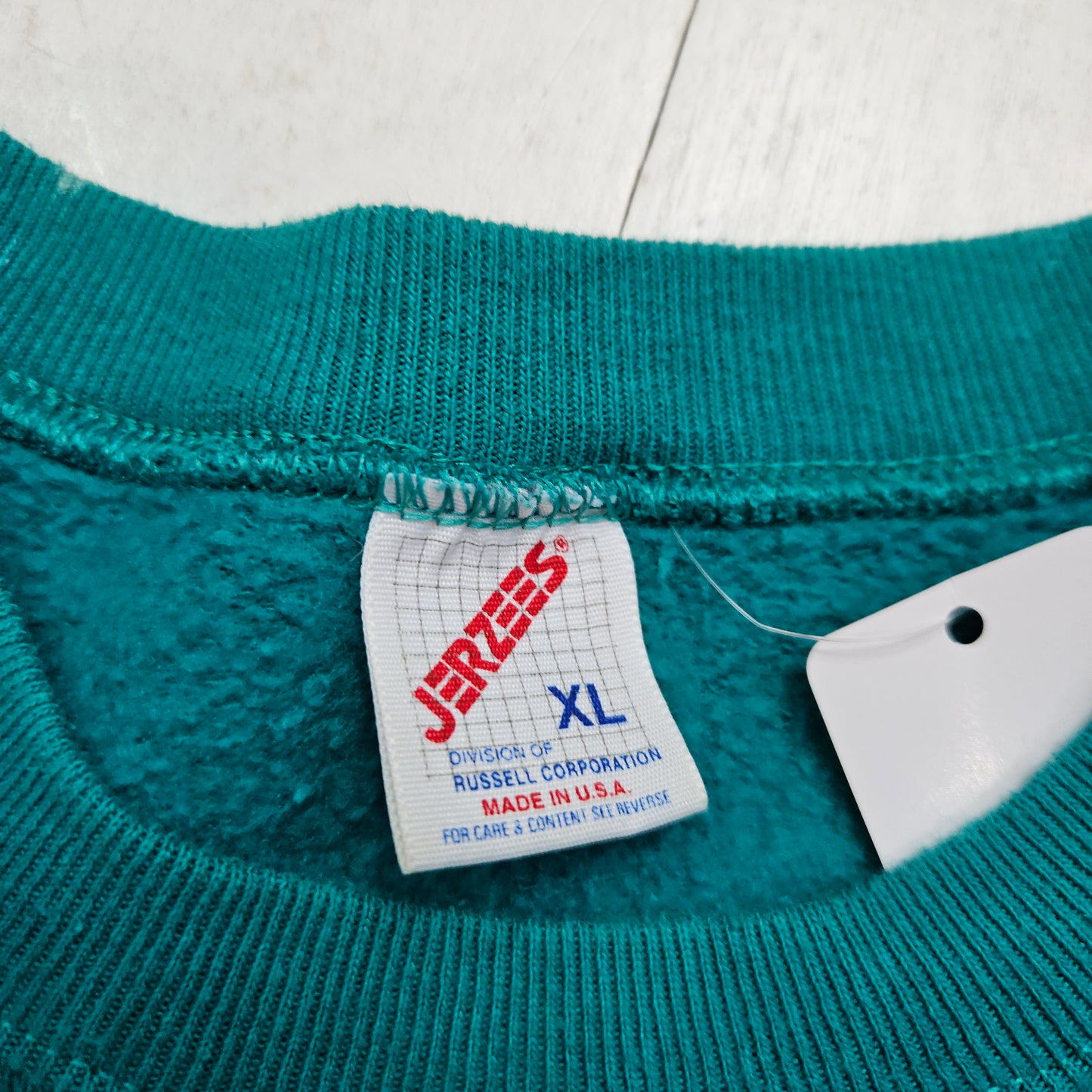 1990s Jerzees Turquoise National City Bank Promotional Sweatshirt Made in USA Size M/L - People's Champ Vintage -Sweatshirts/Hoodies