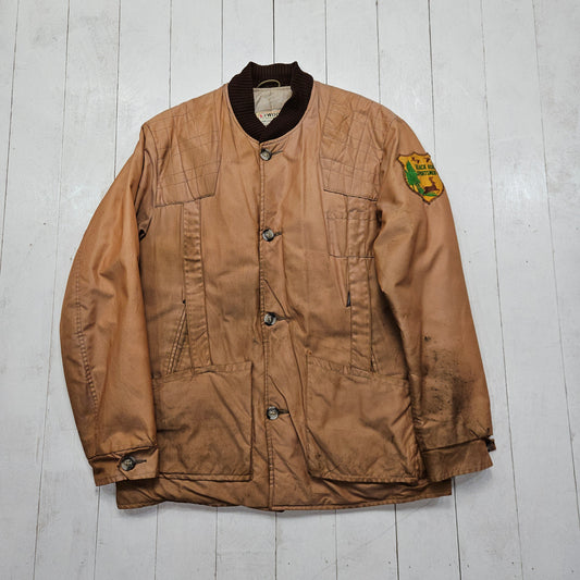 1950s/1960s Falcon Brand SE Woods Insulated Down Hunting Jacket With Patches Made in Canada Size M/L - People's Champ Vintage -Jackets-Hunting/Military Jackets