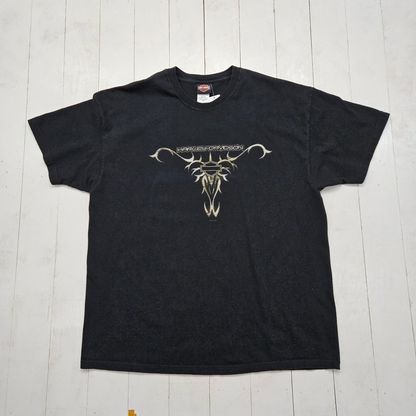 2000s 2003 Harley-Davidson Pinstripe Art Perrysburg Ohio Signature Motorcycle T-Shirt Made in USA Size XXL - People's Champ Vintage -T-Shirts - Harley