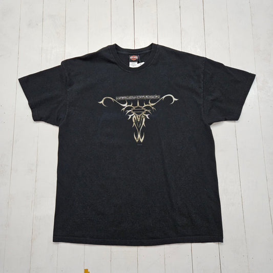 2000s 2003 Harley-Davidson Pinstripe Art Perrysburg Ohio Signature Motorcycle T-Shirt Made in USA Size XXL - People's Champ Vintage -T-Shirts - Harley