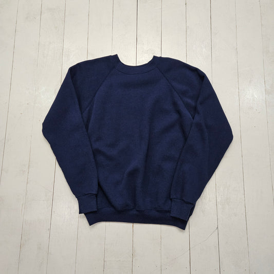 1980s/1990s Hanes Blank Blue Raglan Sweatshirt Made in USA Size M - People's Champ Vintage -Sweatshirts/Hoodies