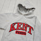1990s Kent Feeds Grey Rerverse Weave Style Promotional Hoodie Sweatshirt Made in USA Size M