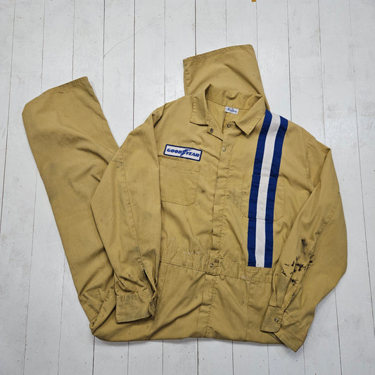 1970s/1980s Career Blend Mustard Yellow Goodyear Coveralls Size XL