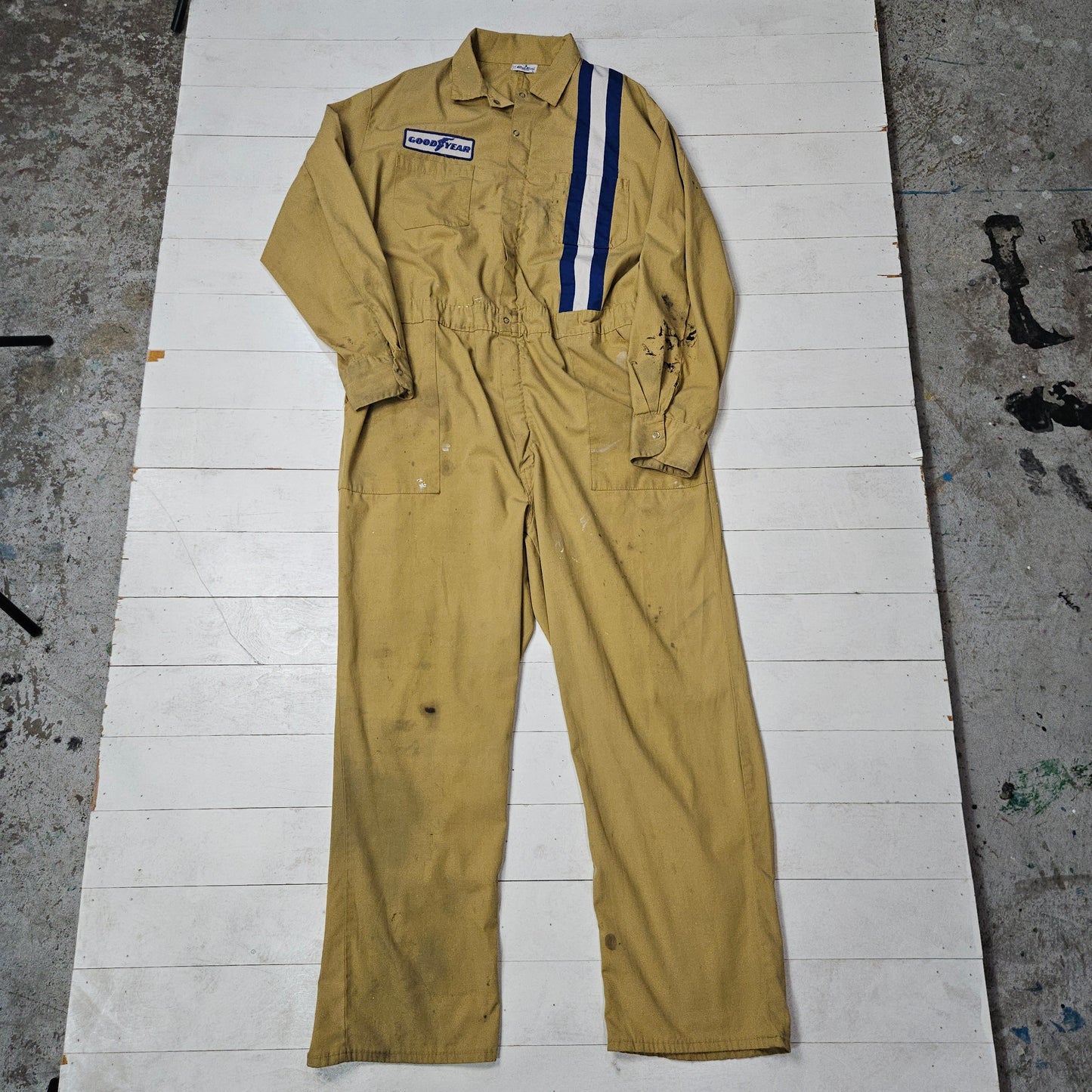 1970s/1980s Career Blend Mustard Yellow Goodyear Coveralls Size XL