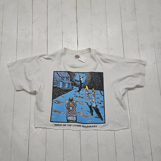 1990s Fruit of the Loom Grateful Dead Night of the Living Deadheads Cropped T-Shirt Made in USA Womens Size XL