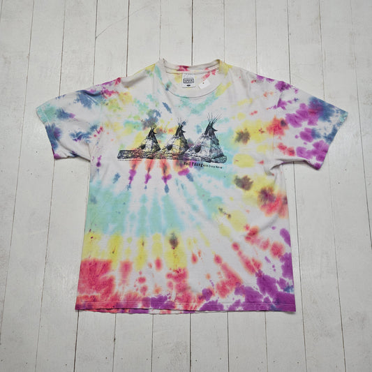 1990s 1996 Tie Dyed Neil Young with Crazy Horse Broken Arrow Tour T-Shirt Made in USA Size L/XL