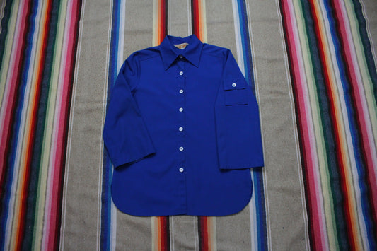 1970s/1980s Koret of California Blue Long Sleeve Blouse Women's Size L - People's Champ Vintage -Womenswear