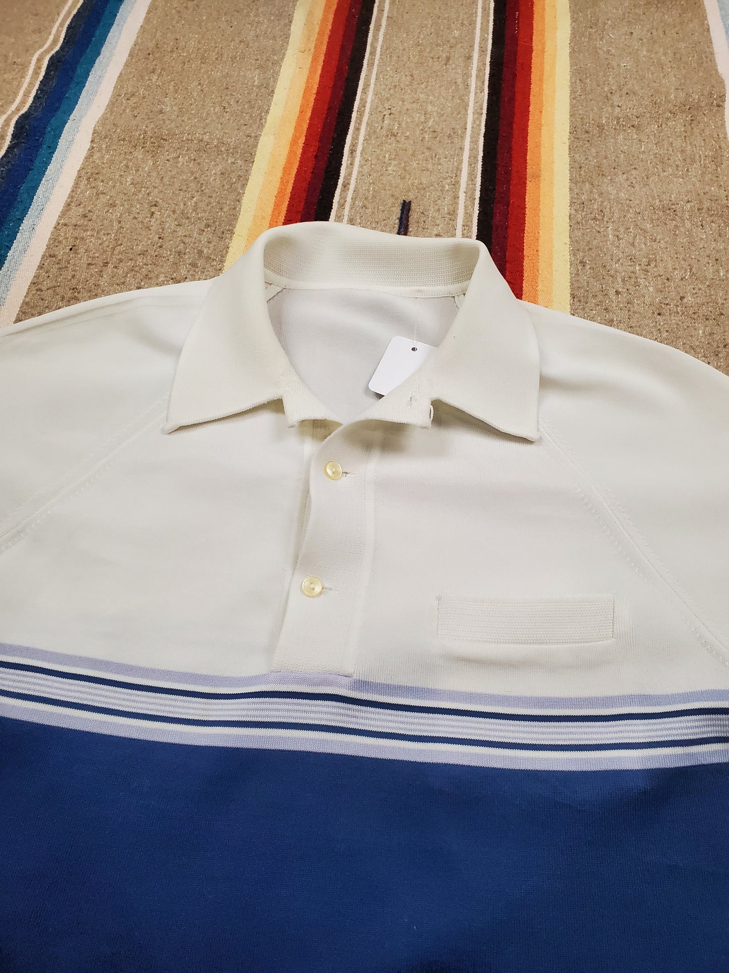 1970s/1980s Striped Knit Polo Shirt Size M